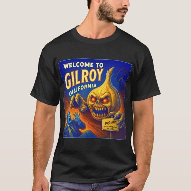 GILROY, T-SHIRT CALIFORNIA GARLIC. (Devant)