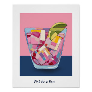 GIN ROSE ET POSTER 4 TONIQUE