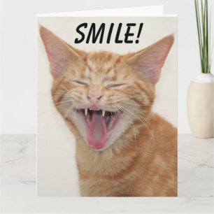 GINGER CAT SOURIRE PENSANT DE VOUS Cartes de voeux