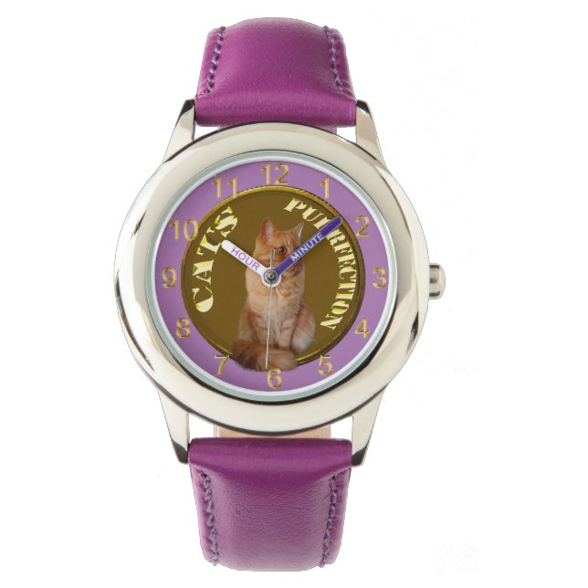 Ginger Chat Gold Coin, Montre Enfants Violet (devant)