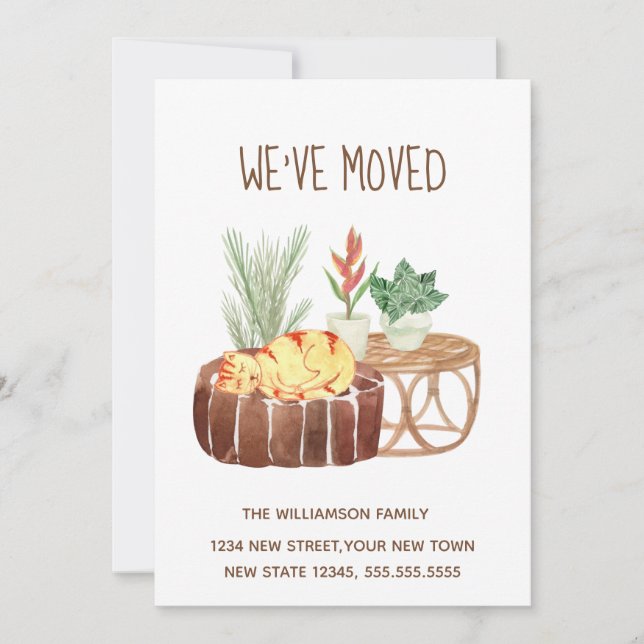 Ginger Chat Nous avons Déménagé Faire-part (Devant)