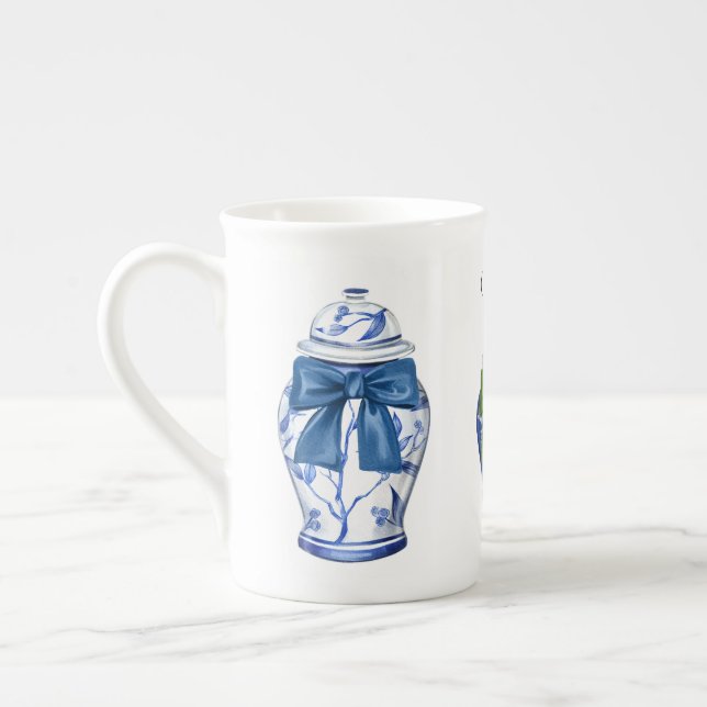 Ginger Jars Bows Chinoiserie Bone China Coffee Mug (Gauche)