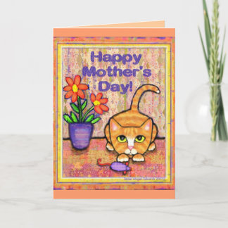 Ginger Tabby Chat Carte de voeux Fête des Mères