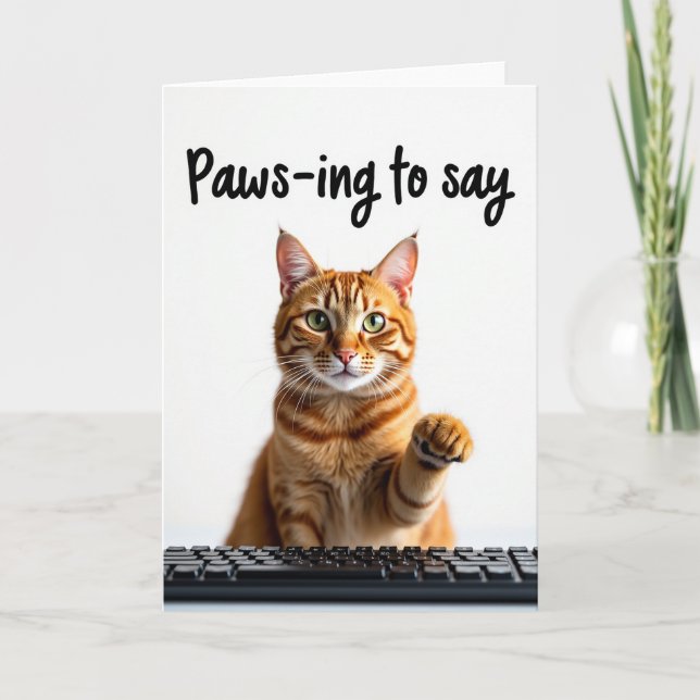 Ginger Tabby Pattes en Pause pour Dire Carte (Devant)