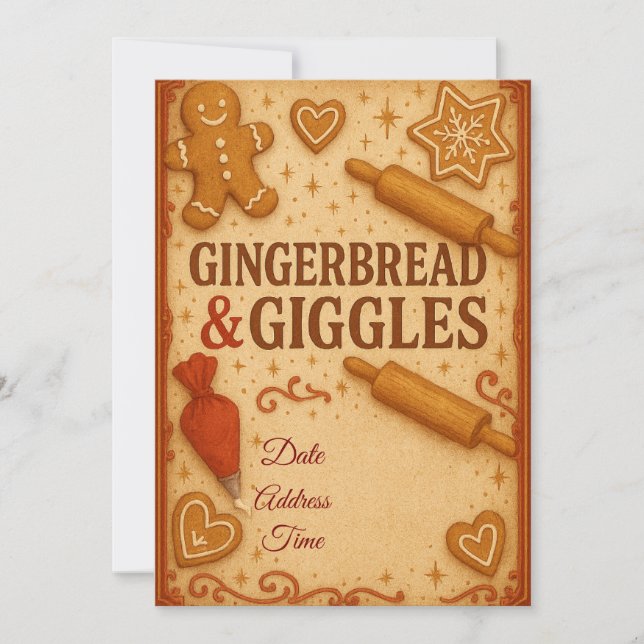 Gingerbread & Giggles Christmas Invitation  (Devant)