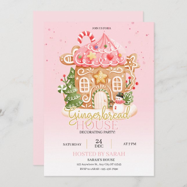 Gingerbread House Decorating Party Invitation  (Devant / Derrière)