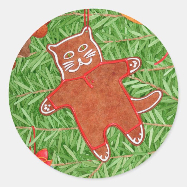 GINGERBREAD KITTY Stickers Grands Ronds (Devant)