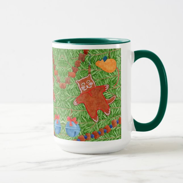 GINGERBREAD KITTY Tall Hunter Green Combo Mug (Droite)
