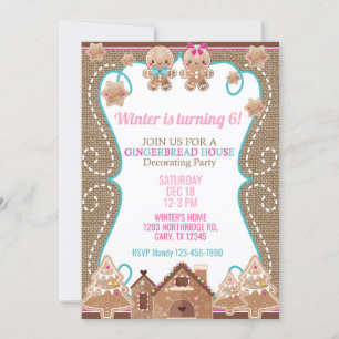 Gingerbread maison invitation fille de Noël. Invit