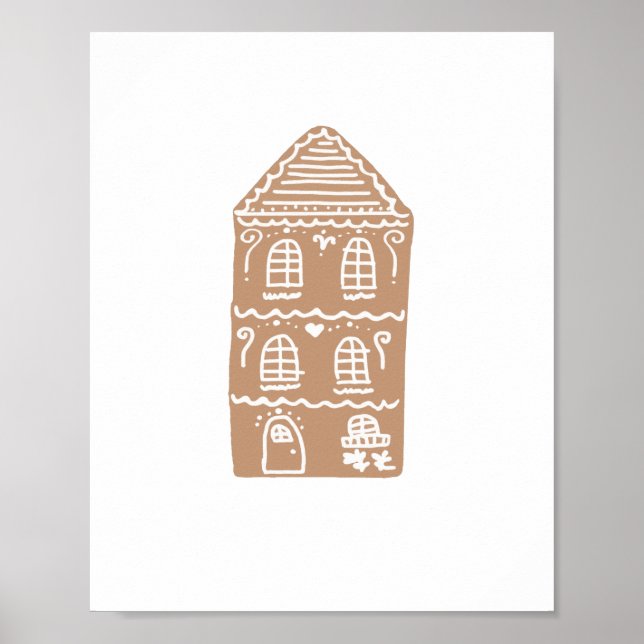 Gingerbread Maison Village Illustration Art Poster (Devant)