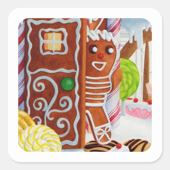 GINGERBREAD MAN Stickers petit Carré (Devant)