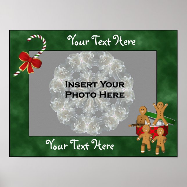 Gingerbread Men Holiday Frame Add Photo Poster (Devant)
