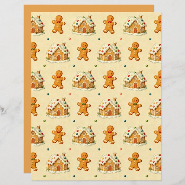 Gingerbread Men Scrapbook Paper (Devant / Derrière)