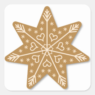 gingerbread star classique rond autocollant