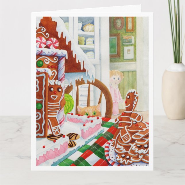 GINGERBREAD SURPRISE Grande carte de Noël (Devant)