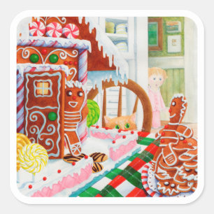 GINGERBREAD SURPRISE Grands Stickers Carrés