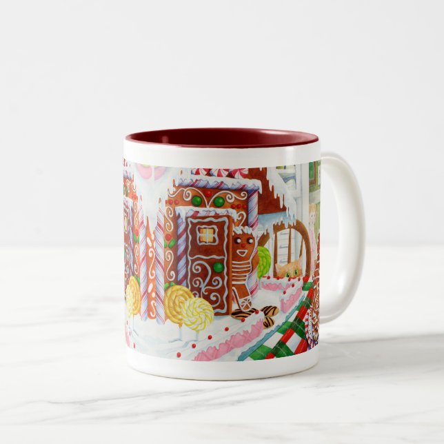 GINGERBREAD SURPRISE Maroon Mug à deux tons (Devant droit)