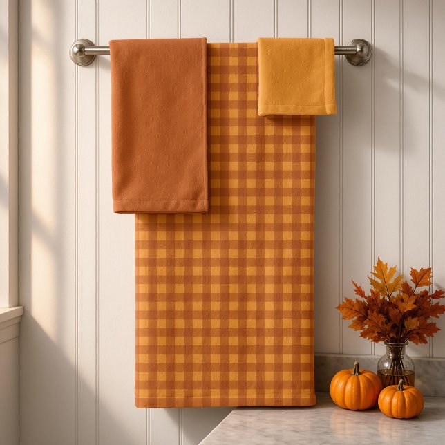Gingham à carreaux classique citrouille automne (Créateur téléchargé)