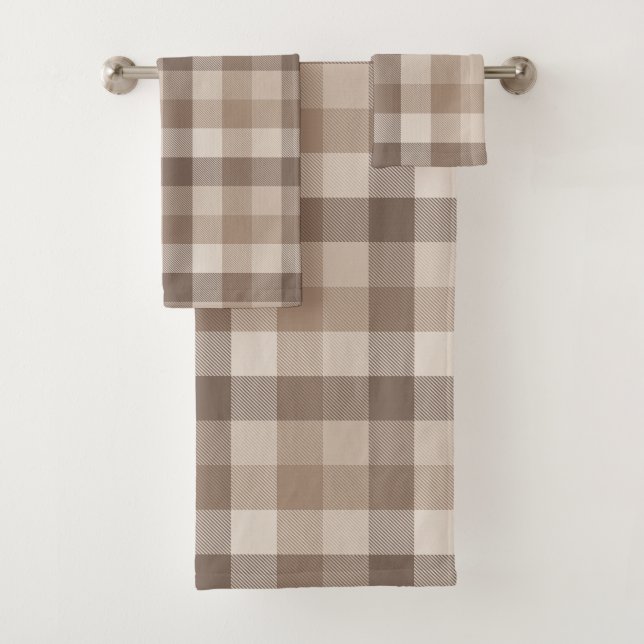 Gingham à carreaux marron clair Terre Neutre  (En situation)