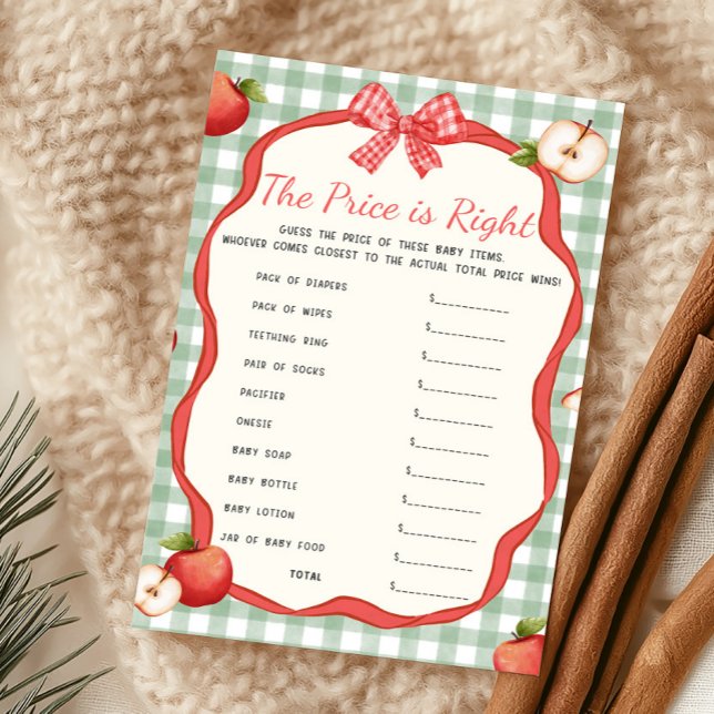 Gingham Apple de nos yeux Le jeu The Price Is Righ (Apple of Our Eye Baby Shower The Price Is Right Game)