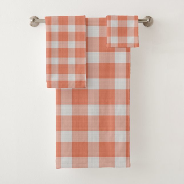 Gingham carreauté à carreaux pêche foncé (En situation)