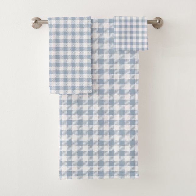 Gingham Pattern Coastal Checkered White Muted Blue (En situation)