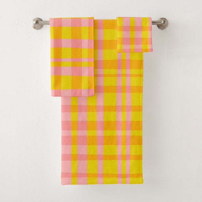Gingham rétro rose et jaune  (En situation)