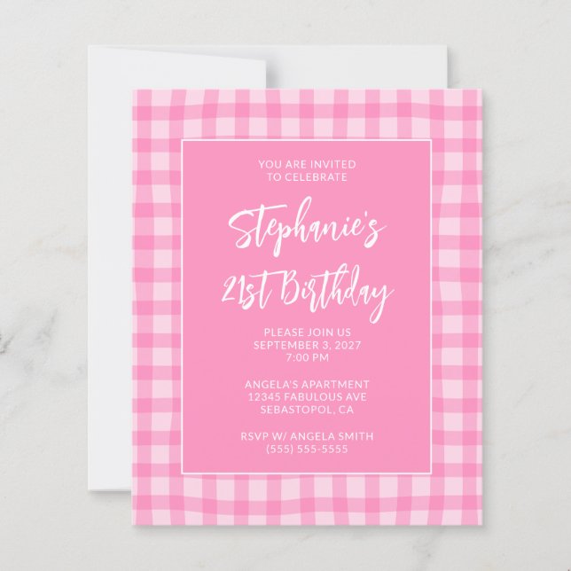 Gingham Rose Vague Anniversaire 21 Ans (Devant)