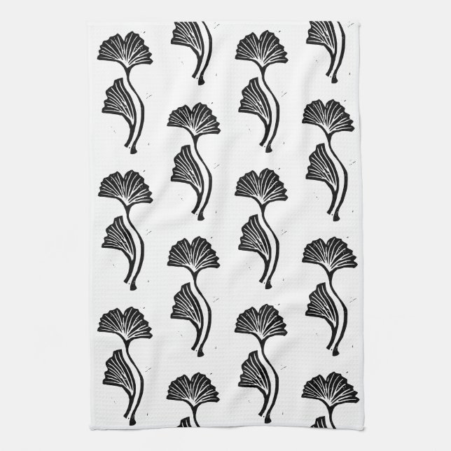 Gingko Leaf Lino Imprimer Serviettes de cuisine (Vertical)