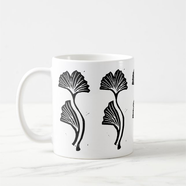 Gingko Leaf Lino Print Mug (Gauche)