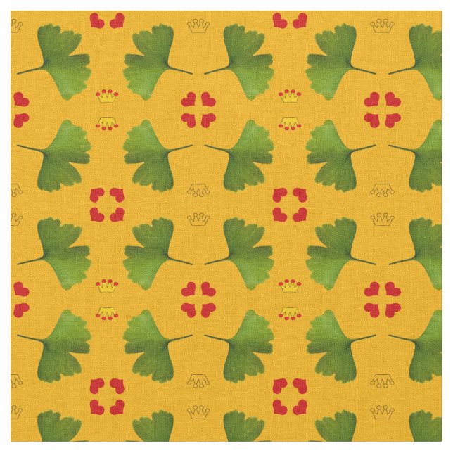 Ginkgo Leaf & coeurs, mode de tissu de couronne or (Fermer)