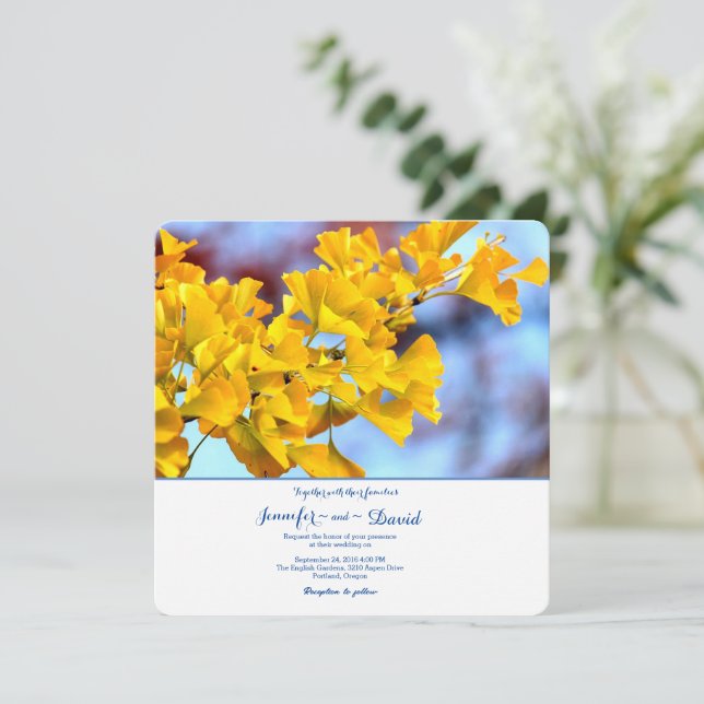 Ginko Biloba Faire-part de mariage (Debout devant)