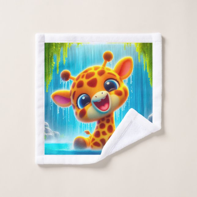 Girafe à la cascade (Gant de toilette)