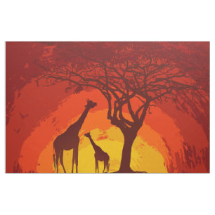 Girafe africaine Safari en tissu de coton de 56 po