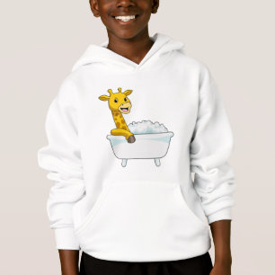 Girafe avec baignoire avec mousse