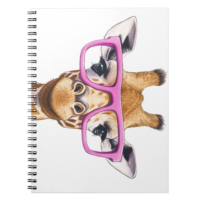 Girafe avec lunettes roses Carnet photo spirale (Devant)