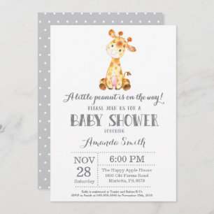 Girafe Baby shower Invitation Grey