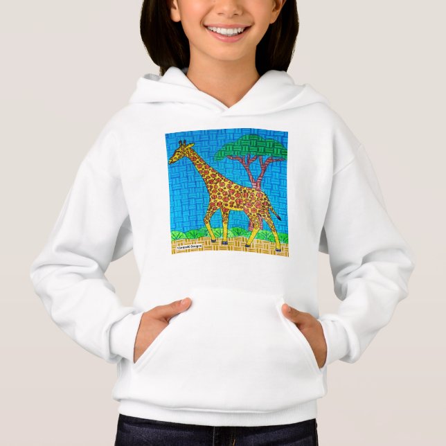 Girafe (blanc) - Sweat à capuche pour fille (Devant)