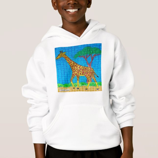 Girafe (blanc) - Sweat à capuche pour garçon (Devant)