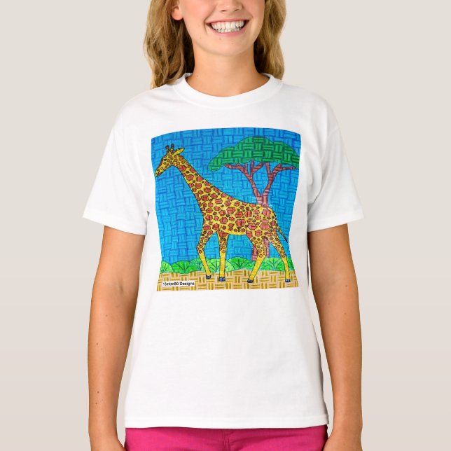 Girafe (blanc) - T-Shirt Basique pour Fille (Devant)