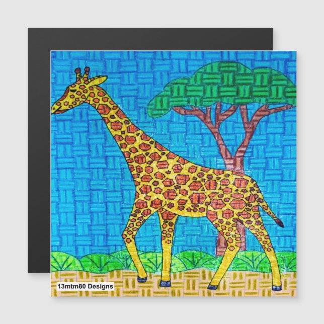 Girafe - Card Magnets (Devant / Derrière)