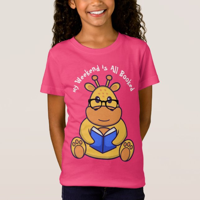 Girafe customisée livre de lecture T-Shirt (Devant)