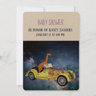 Girafe dans la carte d'invitation de baby shower