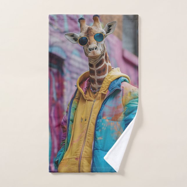 Girafe dans un maillot de rue avec lunettes de sol (Serviette à main)