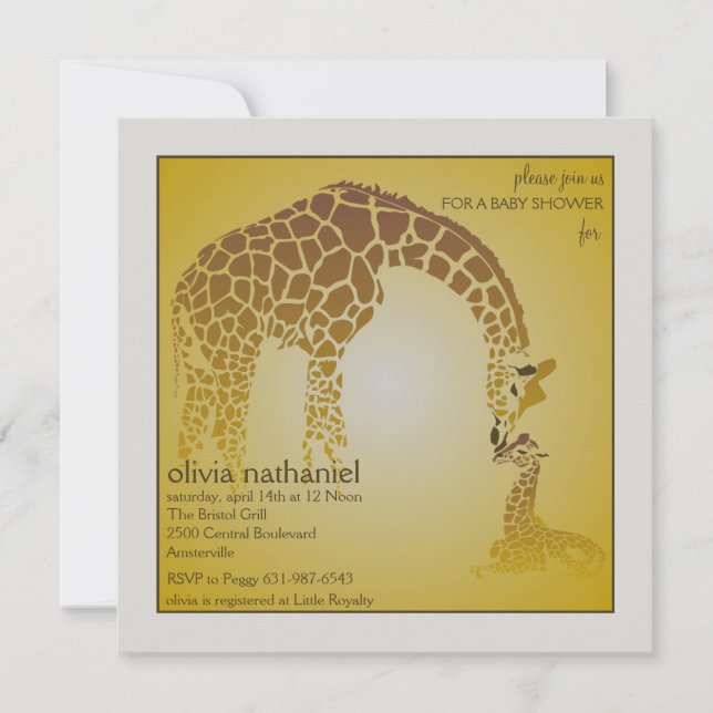 Girafe de bébé de mère - invitation de baby shower (Devant)
