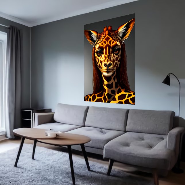 girafe de femme anthropomorphique | AI Art Poster (Créateur téléchargé)