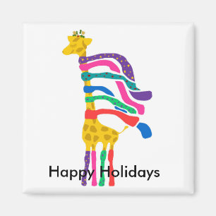 Girafe de Noël, bonnes fêtes aimant