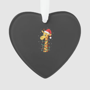 Girafe de Noël Chapeau de Père Noël Lumières Giraf