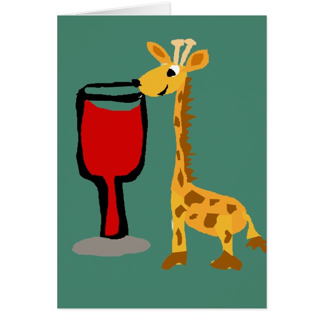 Girafe drôle buvant la bande dessinée de vin rouge (Devant)