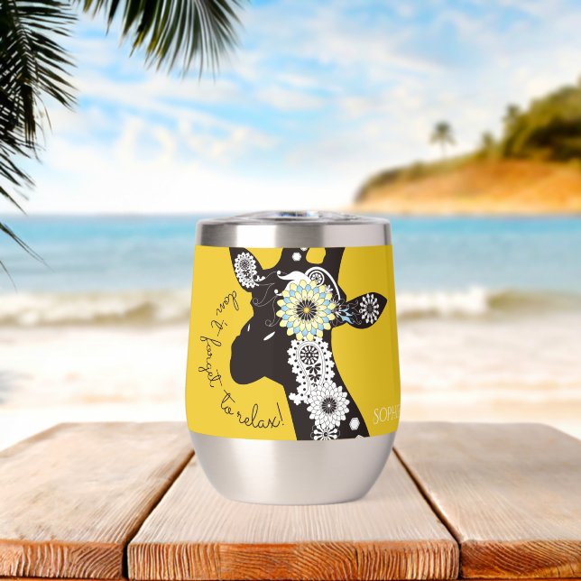 Girafe drôle funky jaune personnalisée relax (Plage (pivotée))